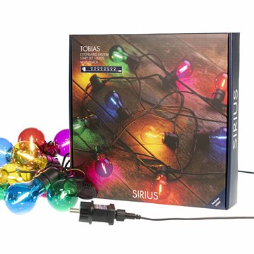 Sirius Tobias startsæt - lyskæde med 10 multifarvet LED-pærer 69515  